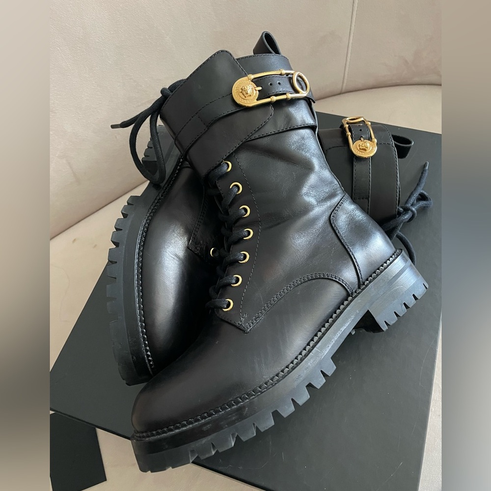 Black Versace Combat Boot
